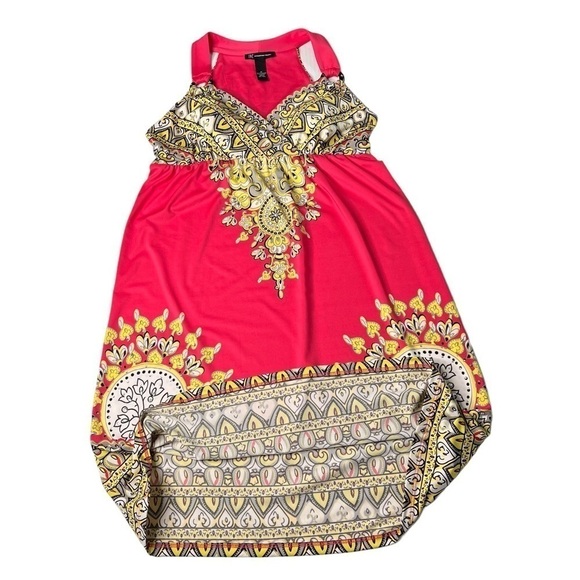 NWT INC Coral Pink Patterned Sleeveless Halter Dress With Rhinestones Size M - Picture 4 of 16